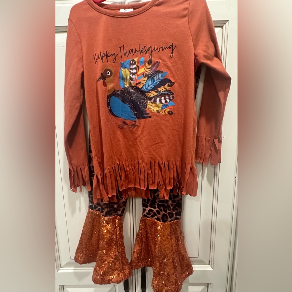 Sparkle in Pink girls Thanksgiving outfit, size 2X or 6.